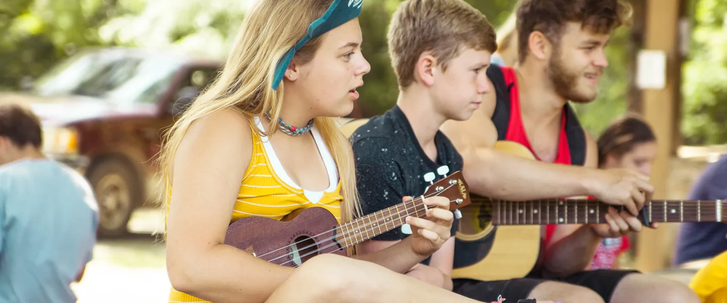 Playing music at camp