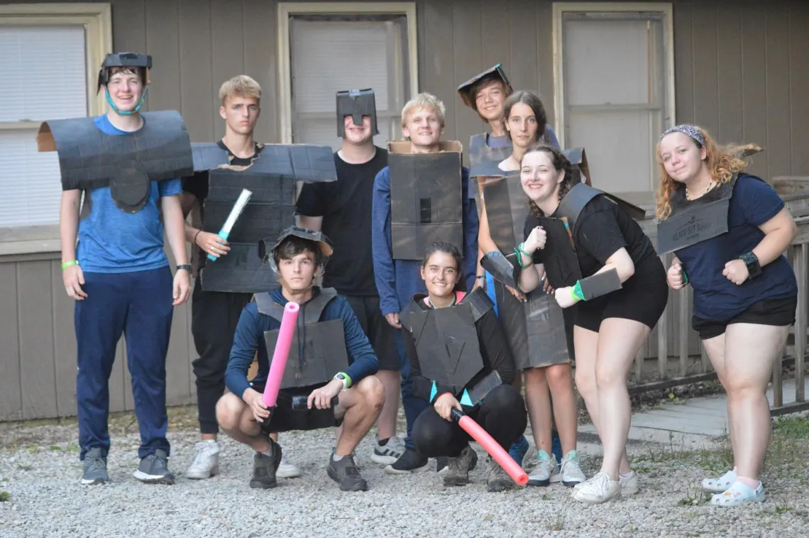 A group of teens dressed up